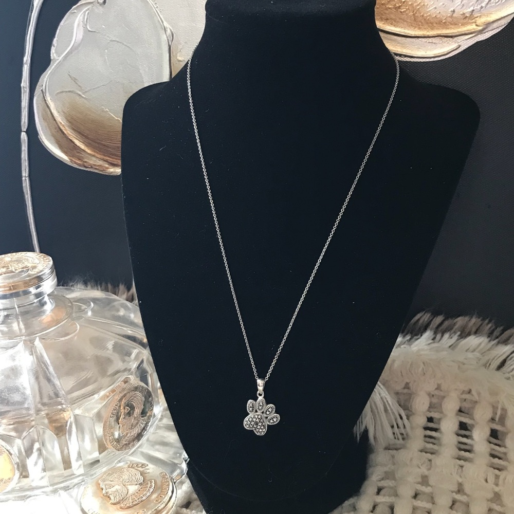 SILVER TONE DOGGY PAW NECKLACE